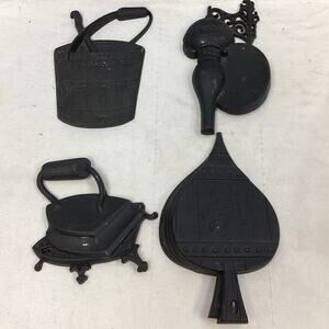 Vintage 1966 Sexton USA Set of 4 Black Painted Metal Bucket Kitchen Wall Art